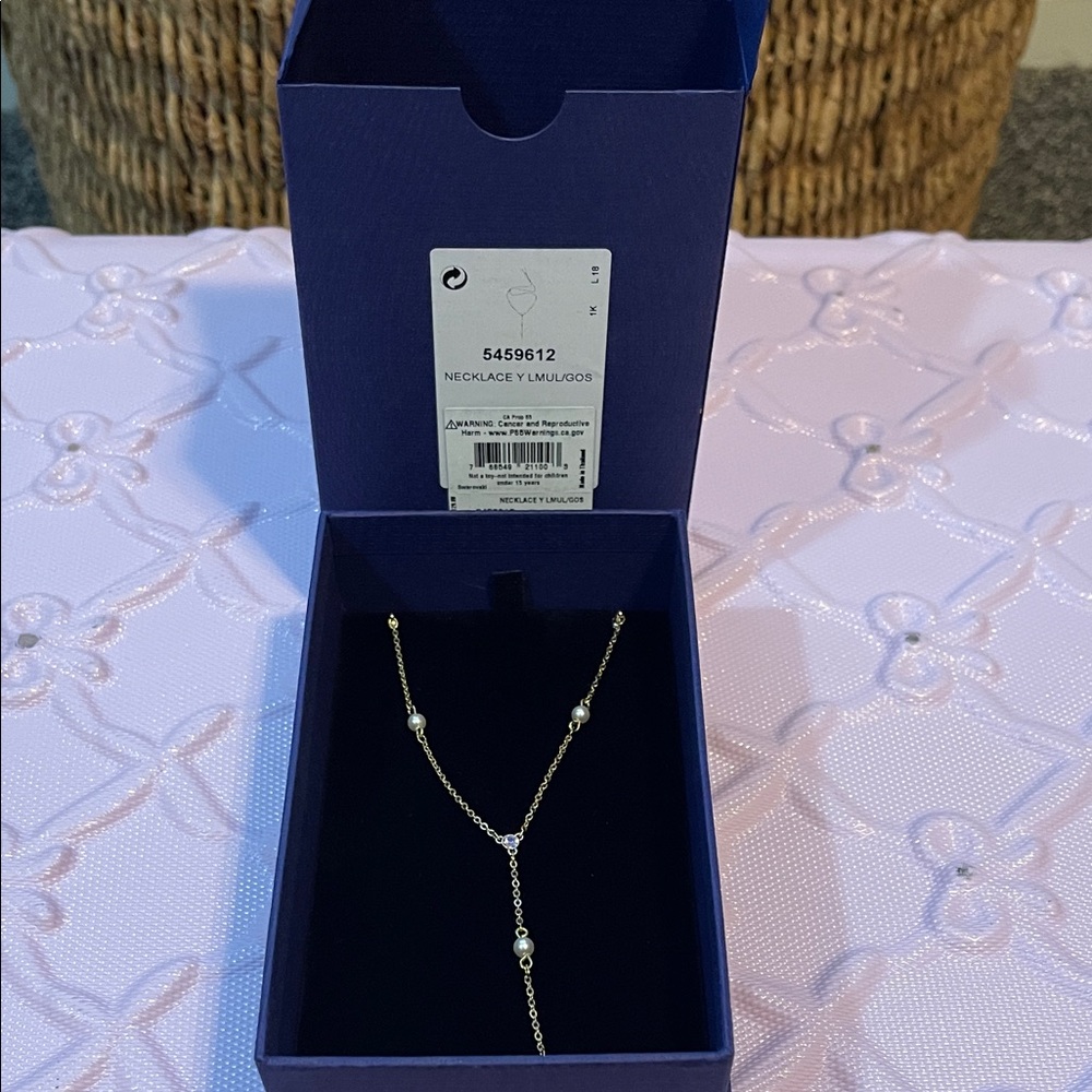 Swarovski Gold Necklace with Pearl Accents